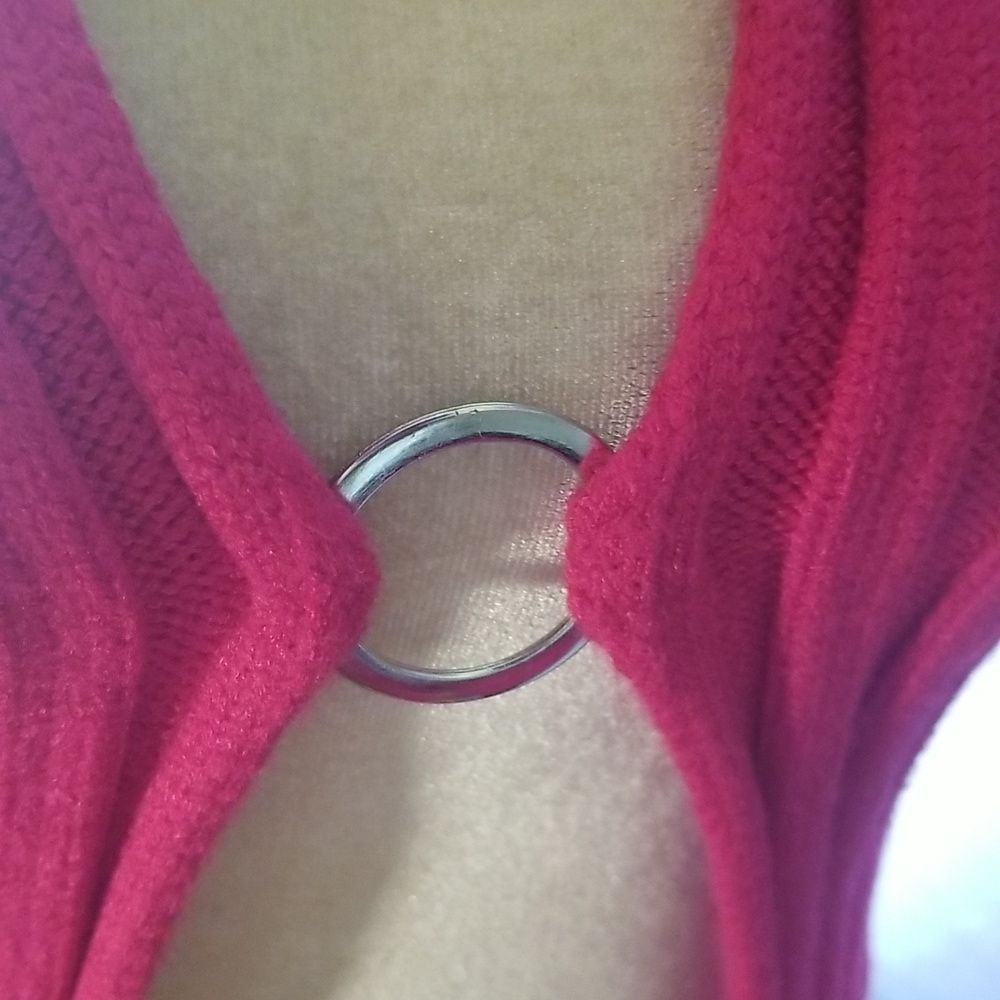 Daisy Slit Halter Turtleneck Sweater Top NWT Ribbed, Sexy, Open Front, Black, Pi - Picture 12 of 16